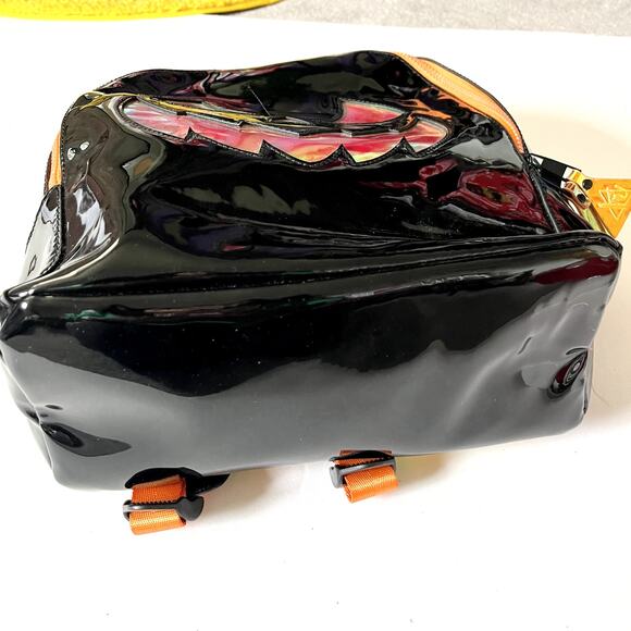 Y.R.U Halloween Pumpkin Jack Reflective Holographic Black Orange Backpack BAQPAQ - Picture 4 of 7